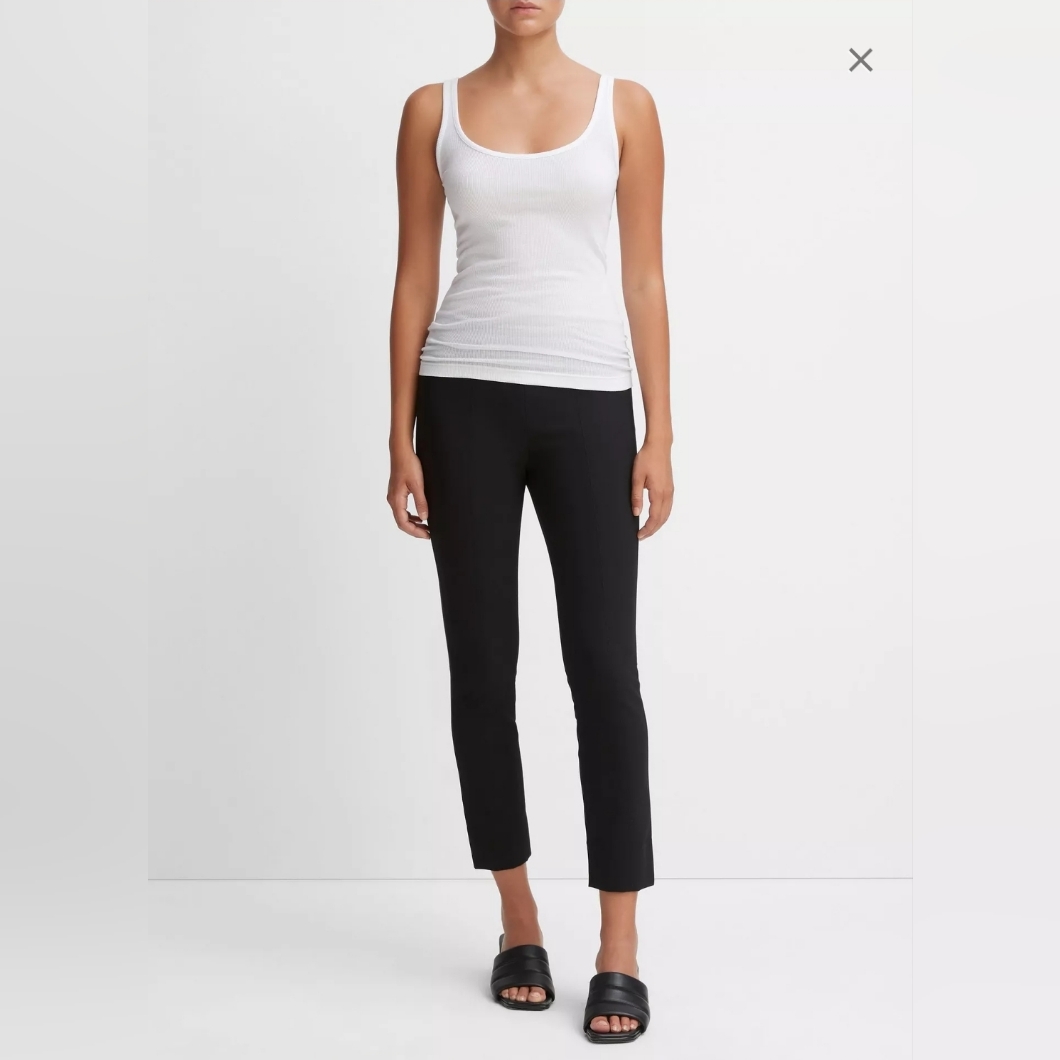 Vince Italian Ponte Legging Pants, Stitch Front Seam, Black, Small